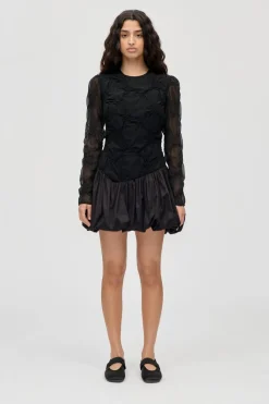 2449 Smocked Cotton Mix, Balloon Long Sleeve Short Dresssg-ps26-d188-2449