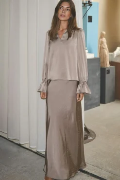 Amara Heavy Satin Bedaz Blouse 166578