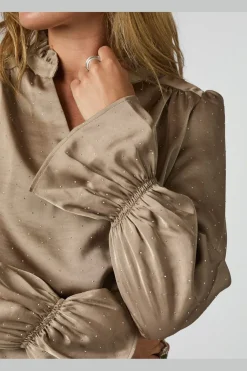 Amara Heavy Satin Bedaz Blouse 166578