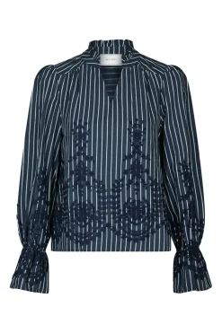 Amara Stripe Emb Blouse 163363