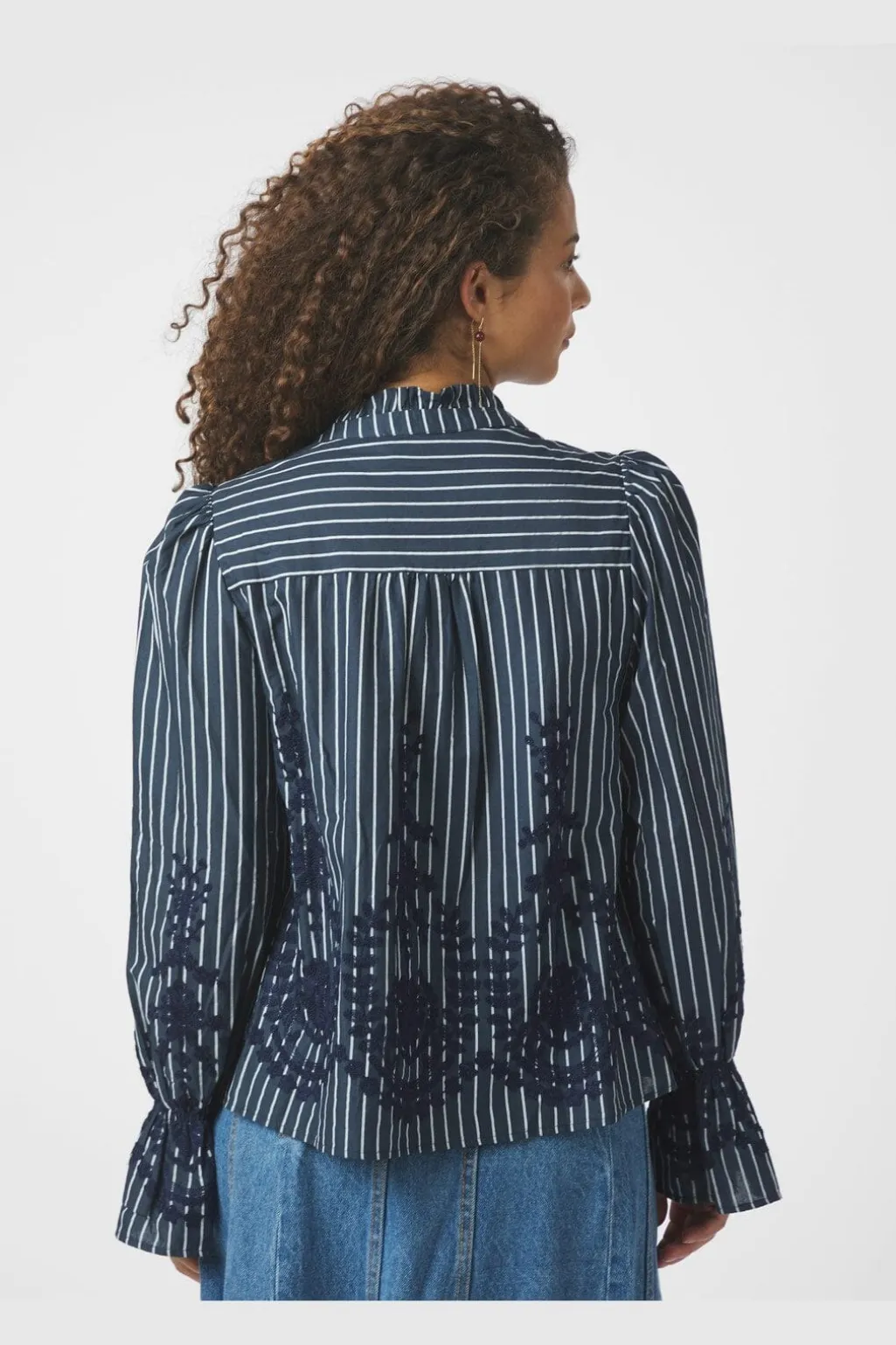 Amara Stripe Emb Blouse 163363