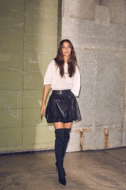 Balloon Leather Skirt HL10384