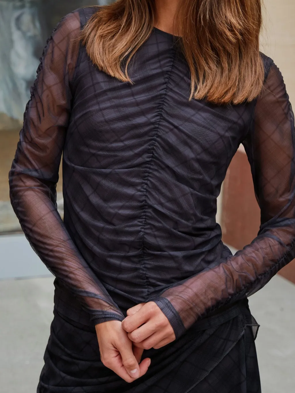 Bea Check Mesh Blouse 167294