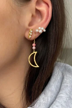 Bella Moon Earring With Coral