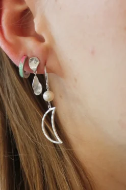Bella Moon Earring With Pearl Silver