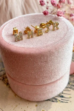 Bogstav ørering Forgyldt med sten