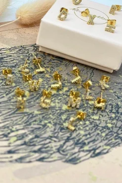 Bogstav ørering Forgyldt med sten