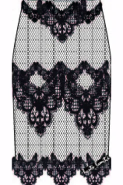 Curvey Lace Hem Pencil Skirt HL10015