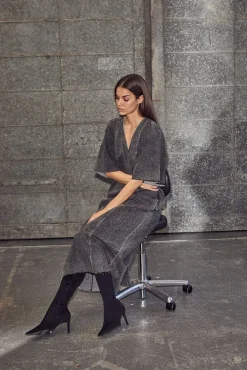 Denim Hem Dress Black HL10357