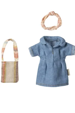 Denim Kjole Og Taske, Mor Mus