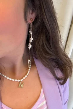 Double String Pearl Earring Long