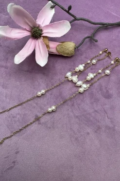 Double String Pearl Earring Long