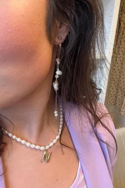 Double String Pearl Earring Long