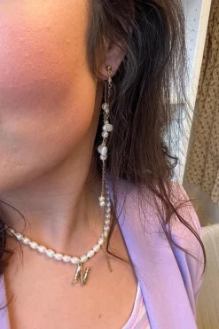 Double String Pearl Earring Long