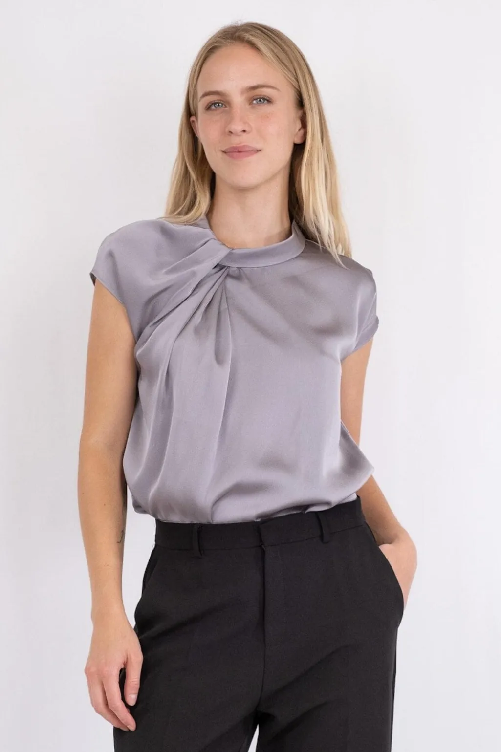 Fleur Drapy Satin Blouse