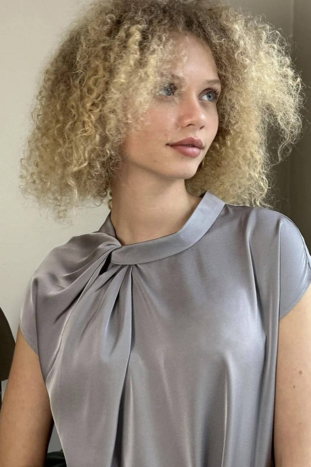 Fleur Drapy Satin Blouse