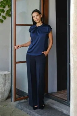 Fleur Drapy Satin Blouse 160990