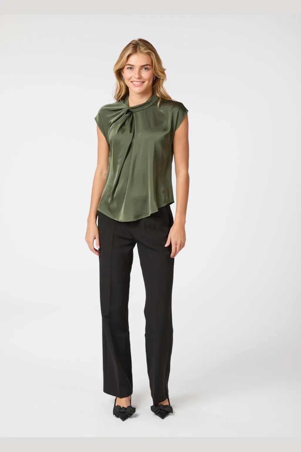 Fleur Drapy Satin Blouse 160990