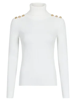 Gold Button Knit Roll Blouse