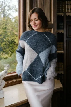 Inga Check Fluff Knit Blouse 165205