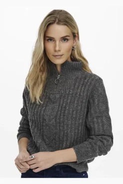 Jdyandrea L/S Zip Cable Pullove Knt