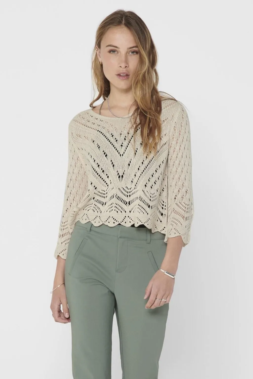 Jdynew Sun 3/4 Cropped Pullover Knt