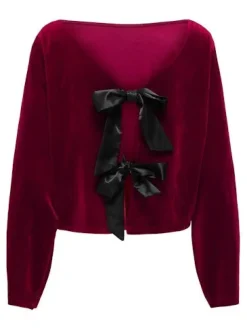 Jdyvictory L/S Velvet Bow Top
