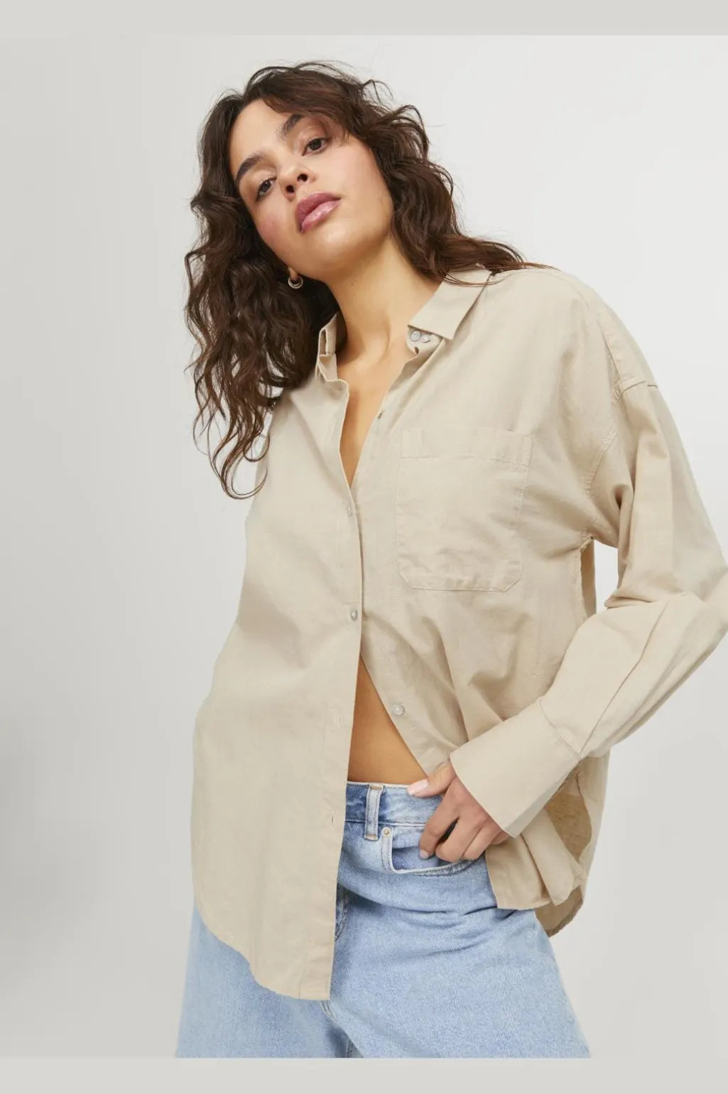 Jxjamie Ls Rlx Linen Blend Shirt Sn