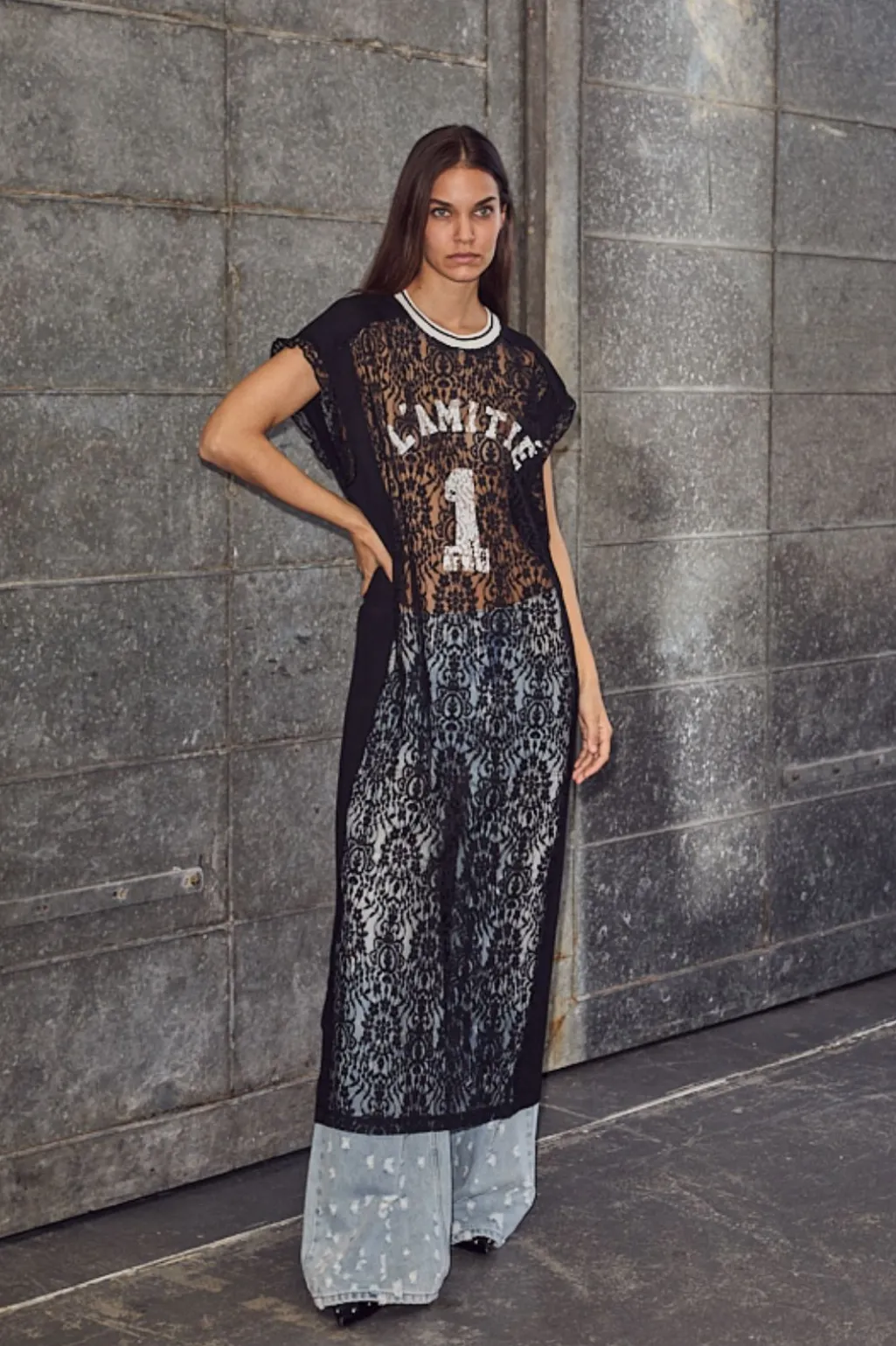 Lace Football Frill Dress HL10132