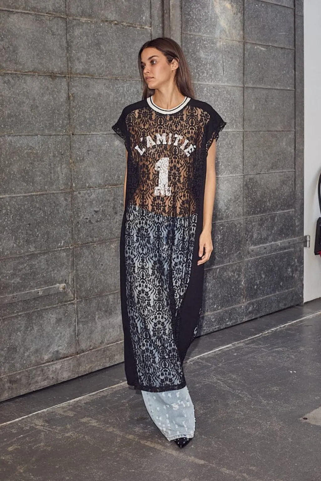 Lace Football Frill Dress HL10132