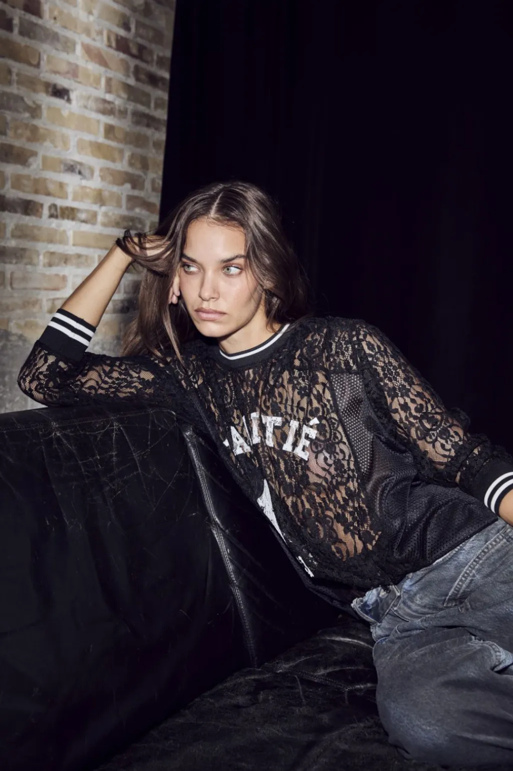 Lace Ls Football Blouse HL10471