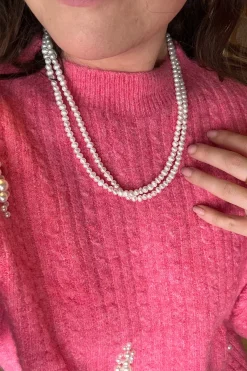 Long Pearl Necklace Hoop