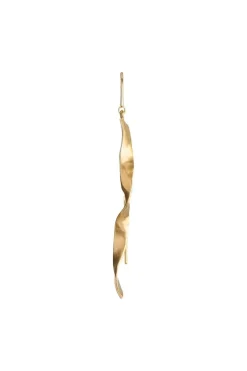 Long Twisted Hammered Earring With Chain Goldenen