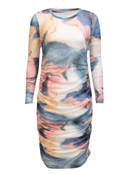 Mesh Ls Long Dress 22219