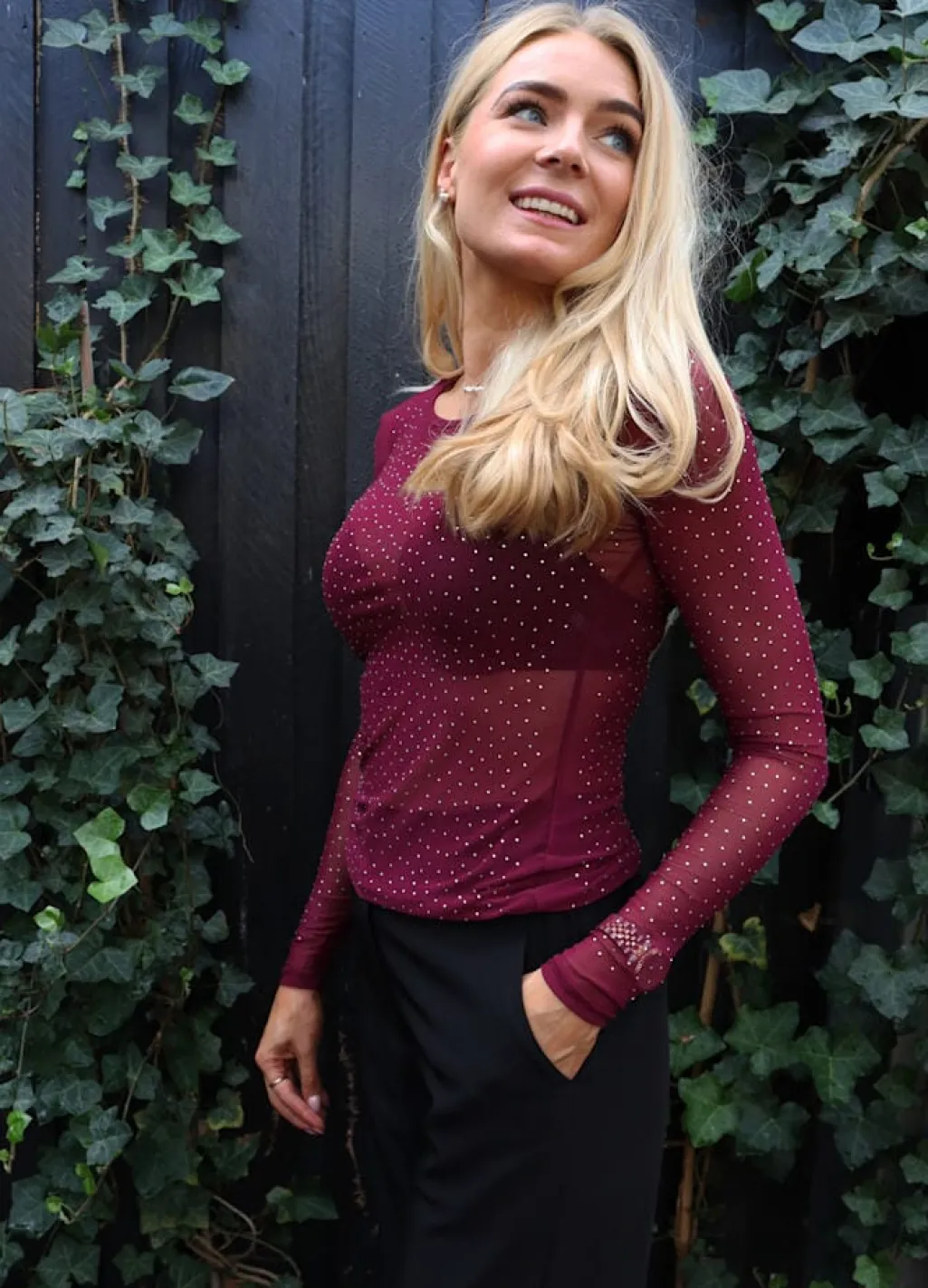 Mesh Ls Sparkle Tshirt 22134