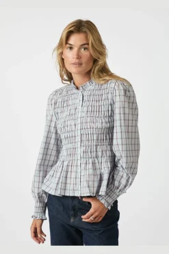 Mocca Smock Check Blouse 166900