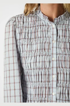 Mocca Smock Check Blouse 166900