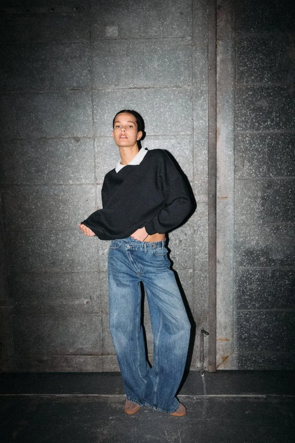 Nmsabine Nw X Over Wide Jeans Fo090Mb