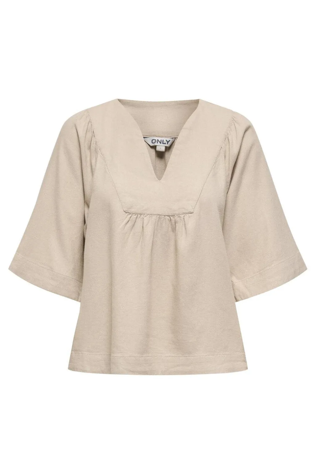 Onlcaro 2/4 V-Neck Linen Bl Top Cc