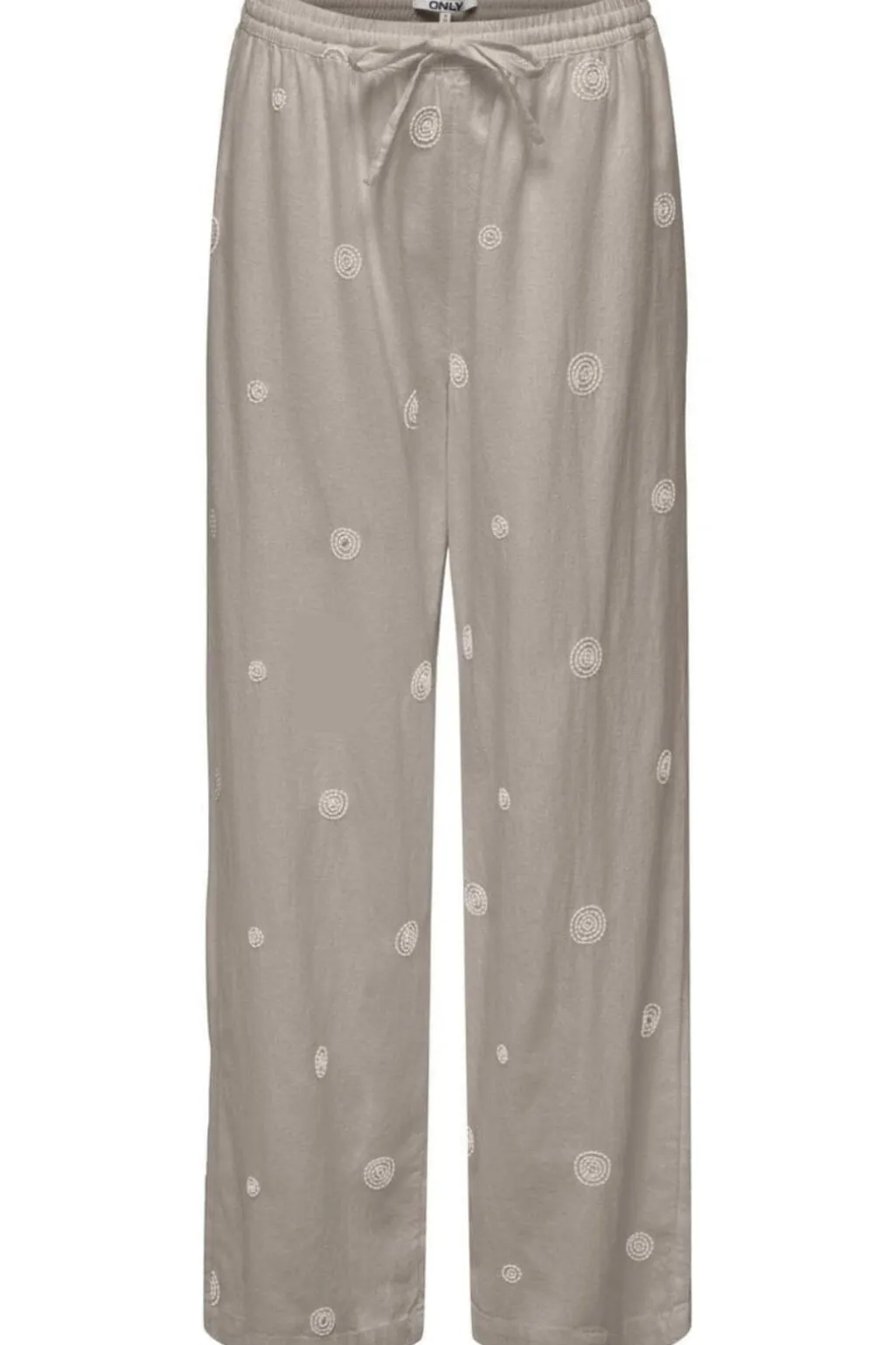 Onlcaro Linen Bl Emb Wide Pant Cc