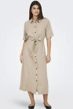 Onlcaro S/S Linen Bl Belt Dress Cc
