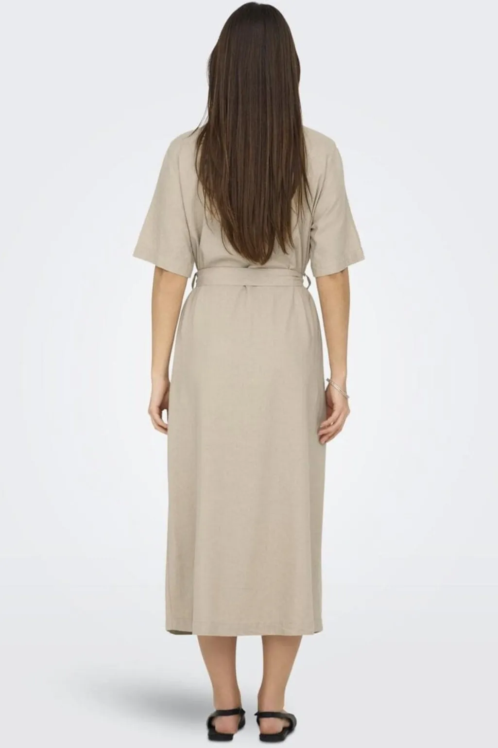 Onlcaro S/S Linen Bl Belt Dress Cc