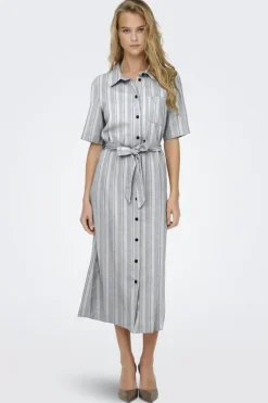 Onlcaro S/S Linen Bl Belt Dress Cc