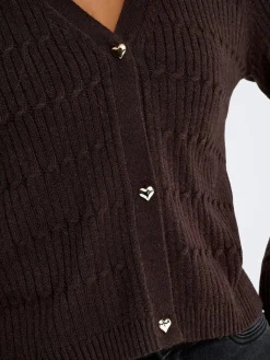 Onlkatia Ls Cable V-Neck Cardi Knt Nca