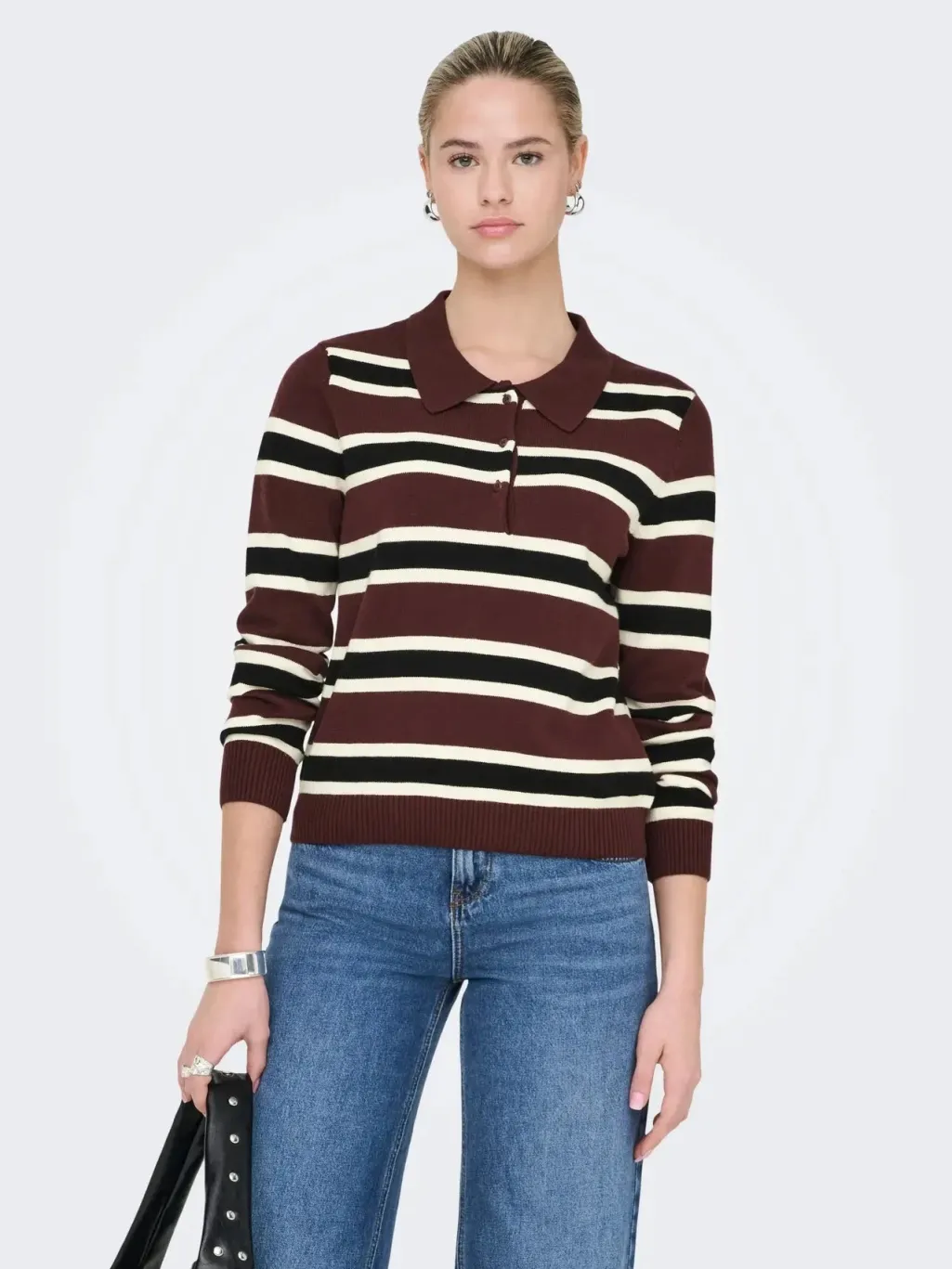 Onllondon Ls Stripe Polo Cc Knt