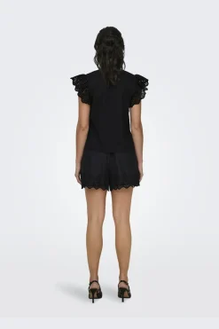 Onllou Life Emb S/S Frill Top