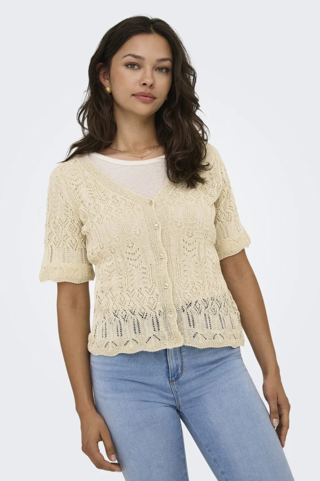 Onllovely Ss Glitter Button Top Knt