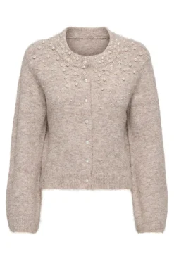 Onlmiggie Ls O-Neck Pearl Cardi Knt