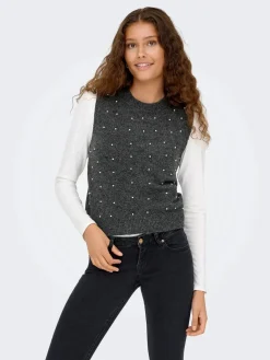 Onlrenata Sl O-Neck Pearl Vest Knt