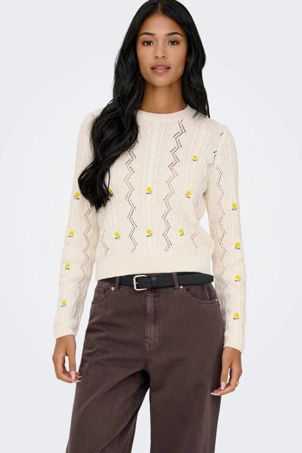 Onlrita Life Ls Embr Cable Knt